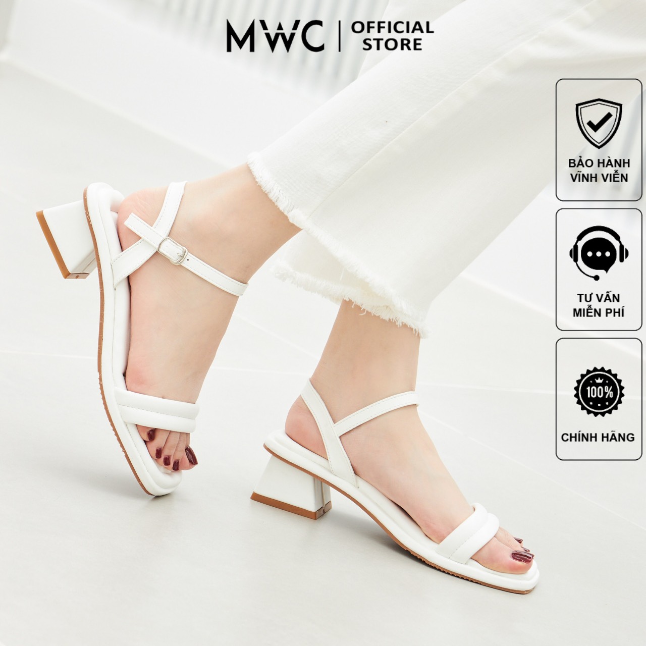 Giày Cao Gót MWC 4474 - Giày Cao Gót Da Quai Ngang Kiểu Dáng Basic Dễ Phối Đồ