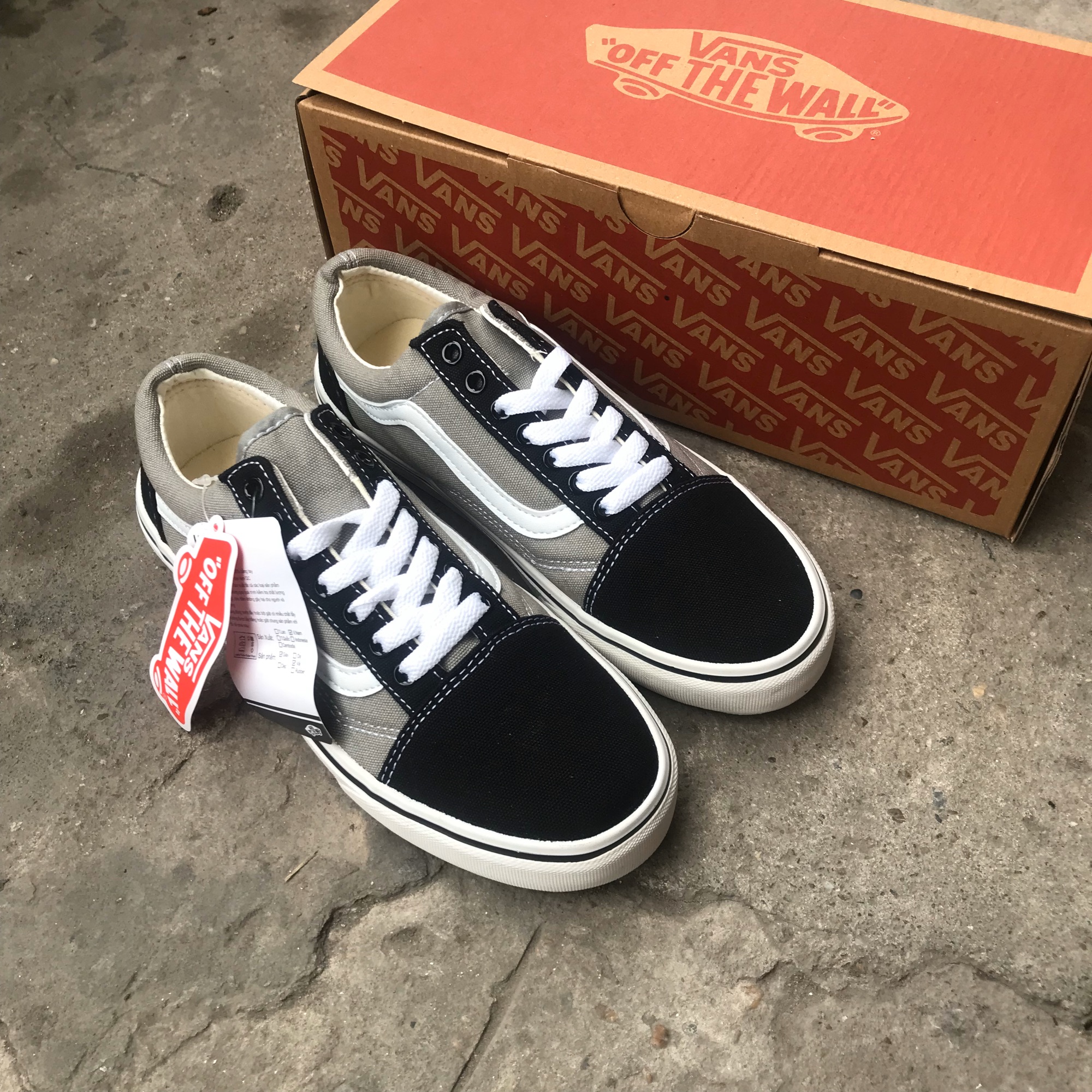 GIÀY VANS OLD SKOOL XÁM/ĐEN (Full box, tag)