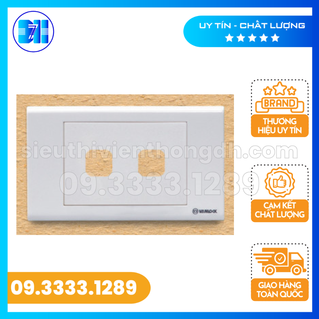 Mặt 2 cổng S18 Sino Vanlock lắp âm tường lỗ tròn