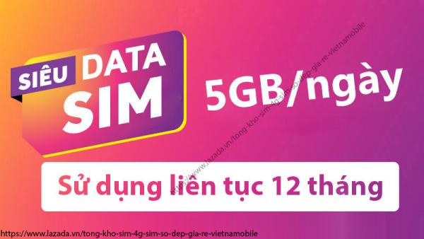 Siêu Sim Data 4G Vietnamobile Trọn Gói 1 Năm 1800GB - 5GB/Ngày - Tốc Độ  Cao Với Giá Siêu Rẻ Chỉ 1000đ/Ngày