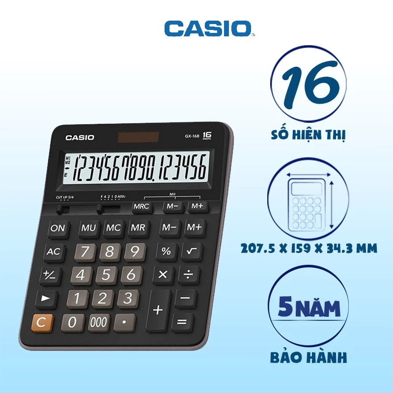 Máy Tính Casio GX-16B Chính Hãng dành cho văn phòng cửa hàng