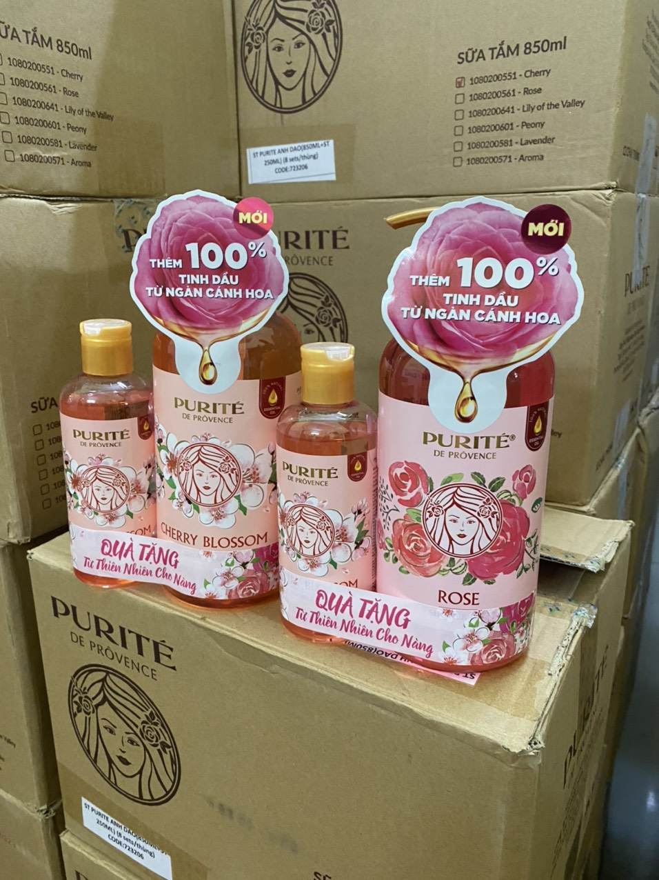 Sữa tắm Purité Chiết xuất hoa hồng 850ml + tặng kèm Sữa tắm 250ml