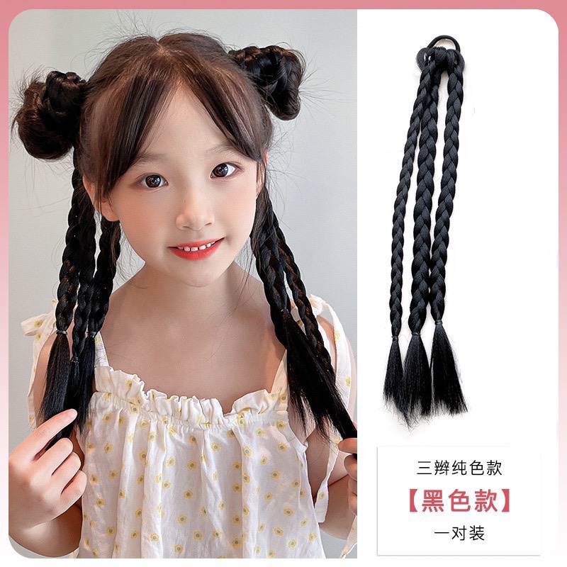 Buộc tóc cột tóc giả thắt bím phối màu siêu xinh