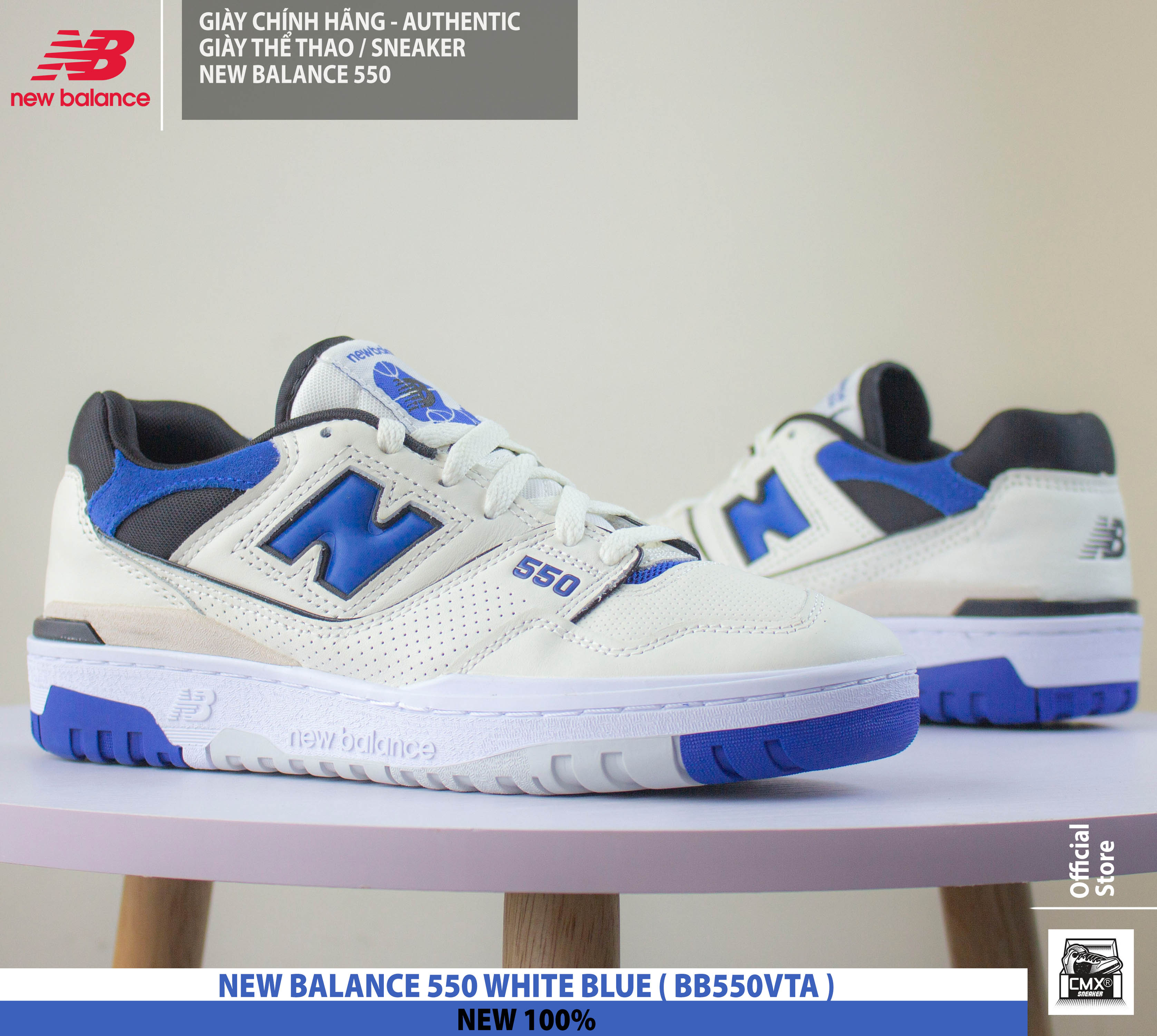😘 [ HÀNG CHÍNH HÃNG CÓ SẴN ] Giày New Balance 550 WHITE BLUE ( BB550VTA ) - AUTHENTIC 100%