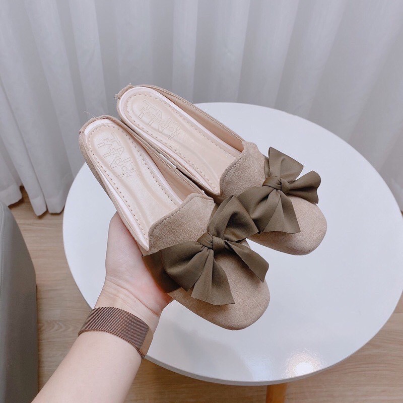 Sục nỉ mũi tròn nơ lụa
