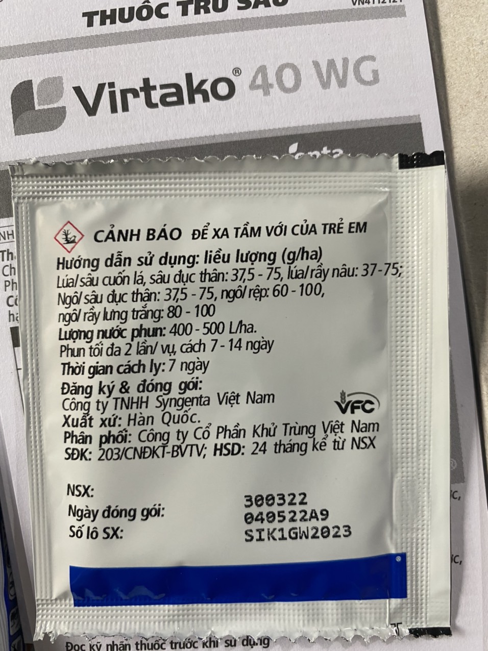 Thuốc trừ sâu Virtako 40wg (gói 3gr)
