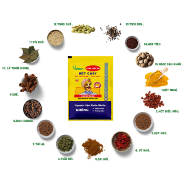 [Lốc 20 gói x 3.5g] BỘT CÀ RI [VN] VIANCO Curry powder (bph-hk)