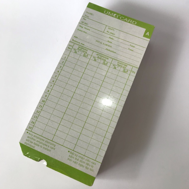 Thẻ chấm công 100 tờ