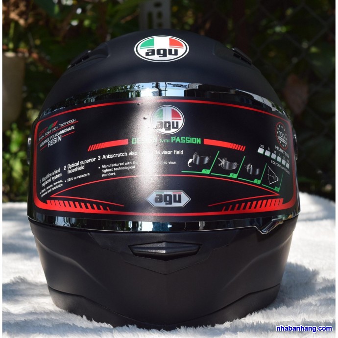 Nón bảo hiểm Fullface AGU tem rùa tặng túi rút