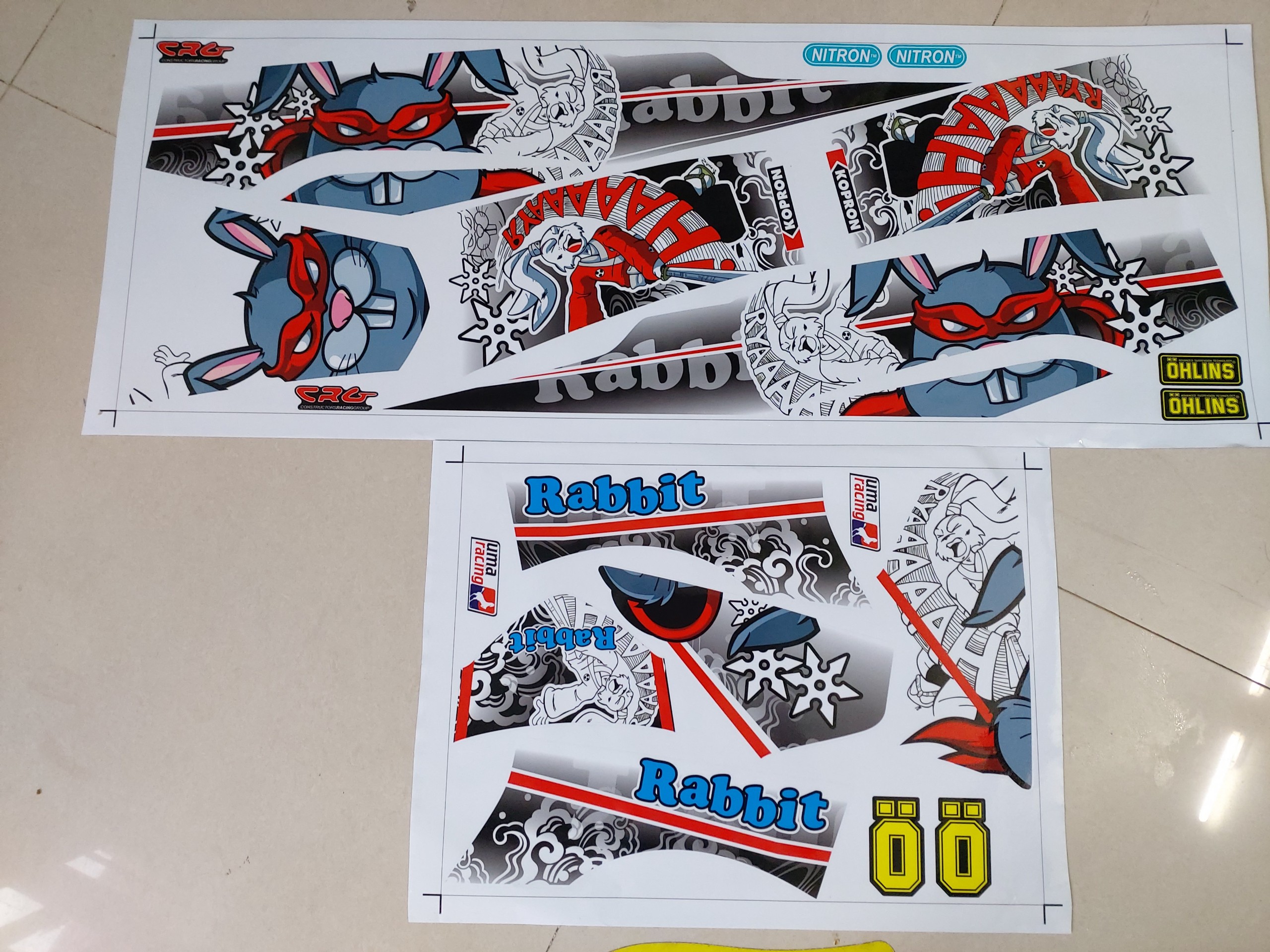 [HCM]Tem xe sirius thỏ mập đạo chích dán xe trắng