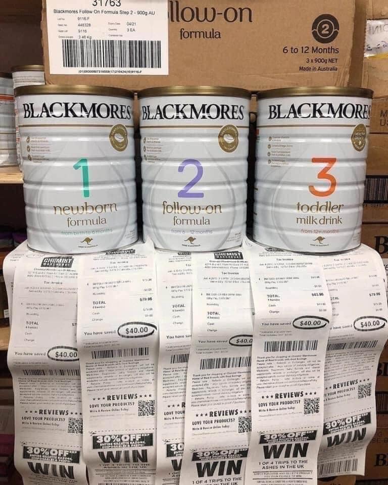 Sữa Blackmore đủ số 1 2 3 cho bé