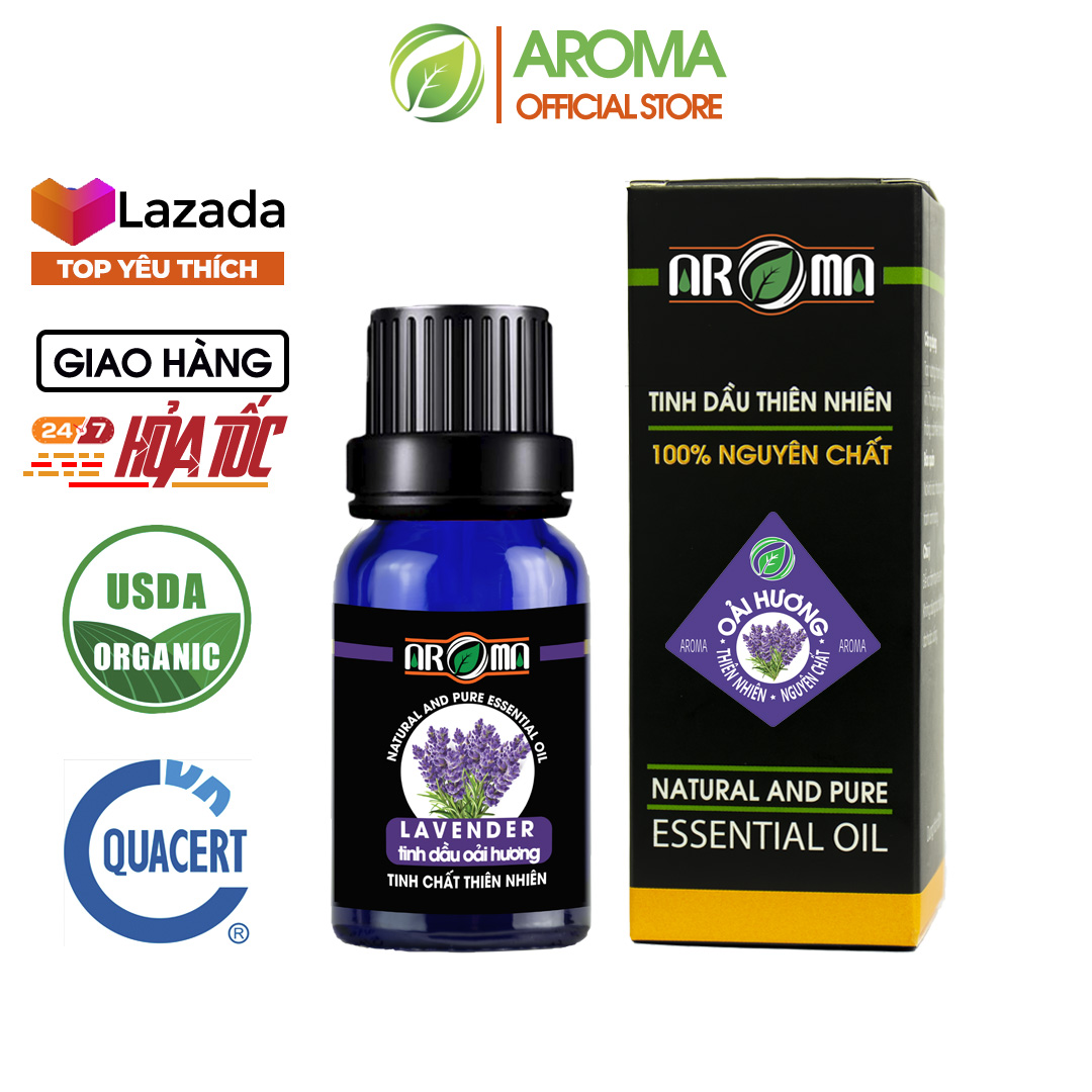 Tinh dầu Oải Hương AROMA Pháp Lavender Essential Oil, tinh dầu thơm phòng, thư giãn, ngủ ngon, chăm sóc da và tóc