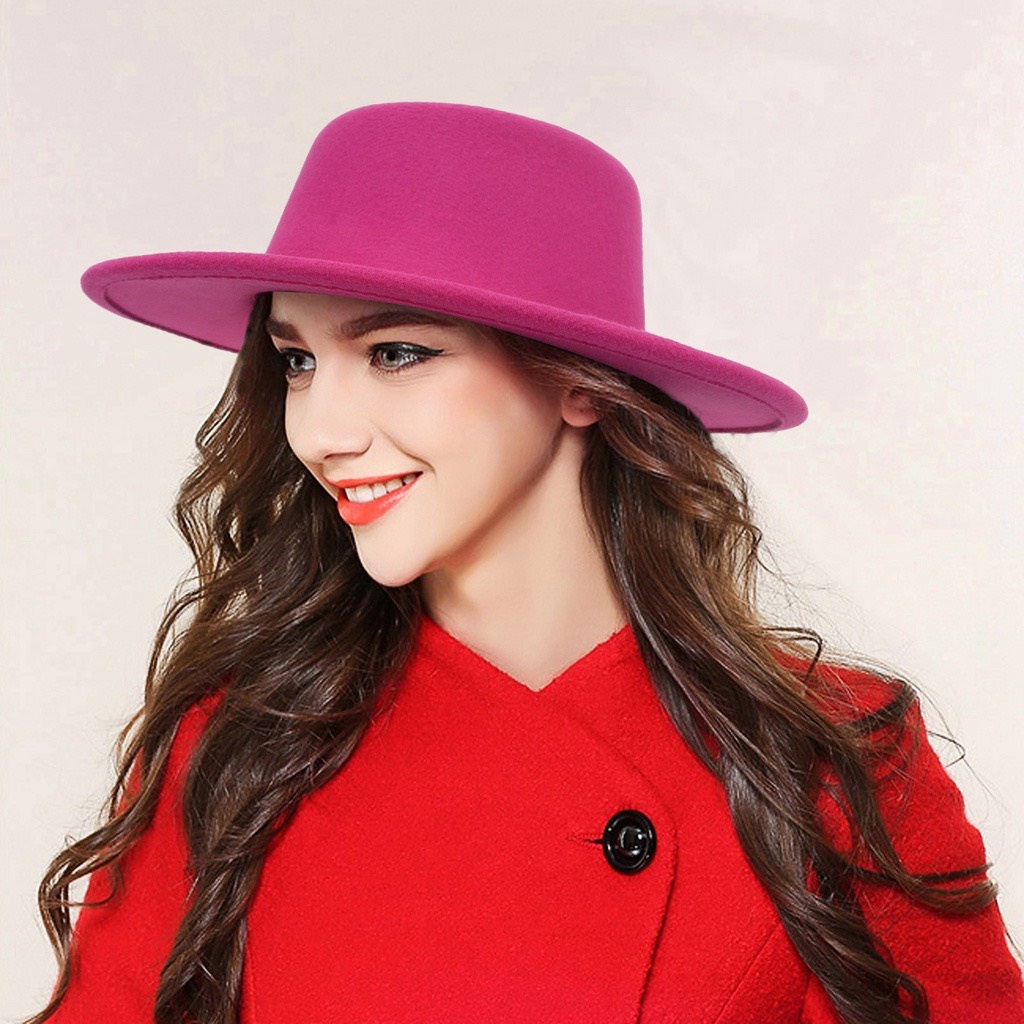 [Mẫu mới] Mũ dạ vành tròn đầu lõm