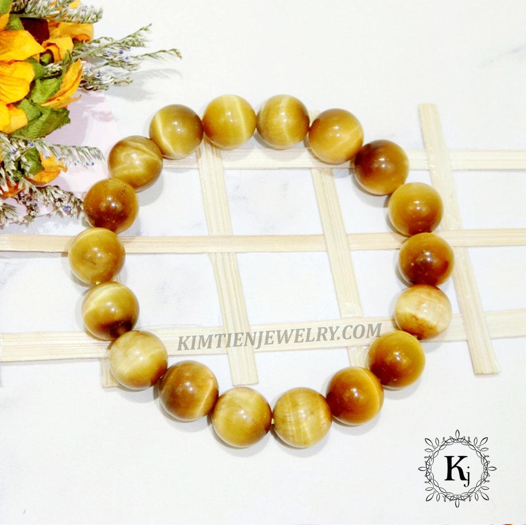 Vòng tay phong thủy mắt hổ nâu vàng