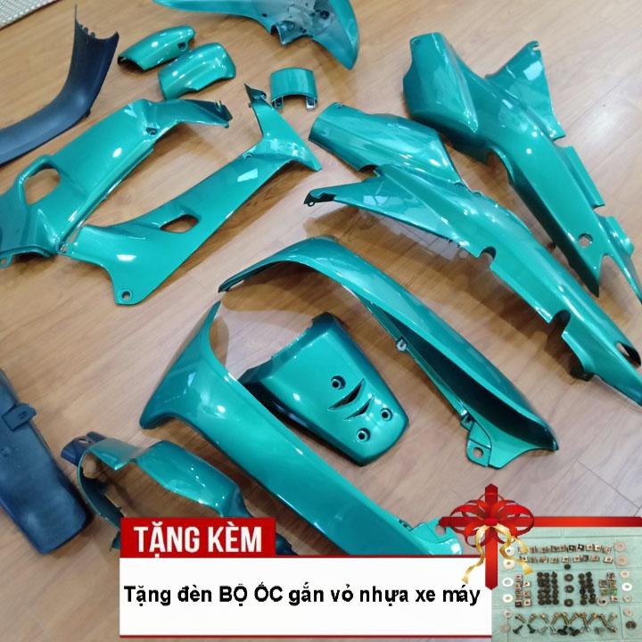 [TẶNG TEM] Bộ dàn áo xe WAVE anpha - wave 110 1997-2006 màu XANH HEINEKEN, nhựa nguyên sinh ABS, tặng kèm bộ ốc theo xe - có tặng FREE 1 BỘ TEM 3 lớp xịn.