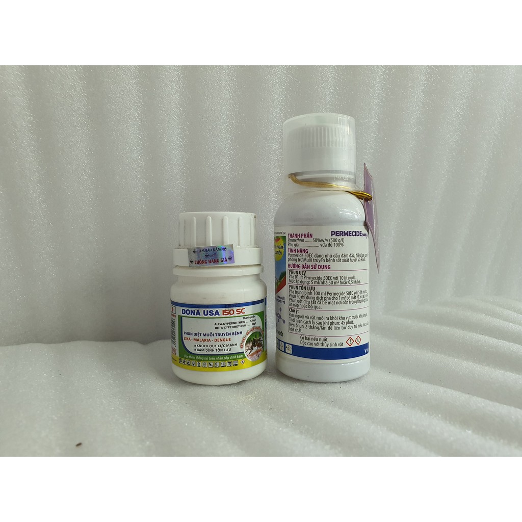 Combo 2 chai thuốc diệt muỗi PERMECIDE 50EC (100ml) + DONA USA 150SC (50ml) .