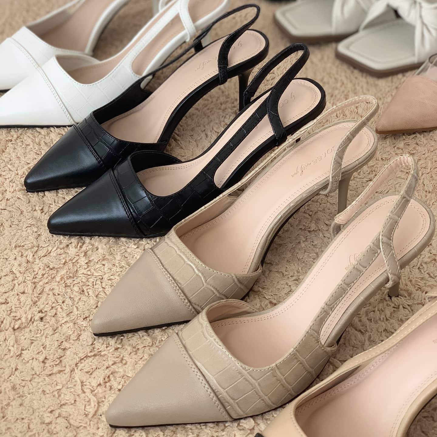 Giày cao gót mũi nhọn Colee dáng slingback gót cao 7.5cm
