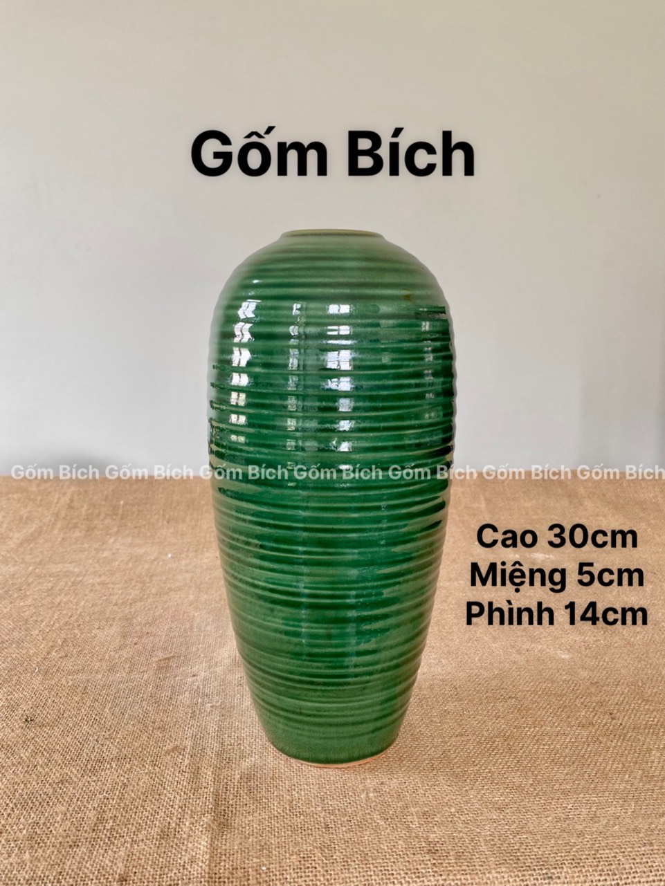 Bình hoa lọ hoa cao 30cm dáng bom cổ nhỏ gốm sứ bát tràng - gốm bích