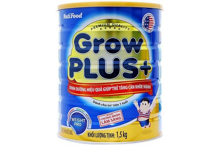 Sữa bột Nuti GrowPlus+ xanh tăng cân lon 1,5kg (dành cho trẻ từ 1 tuổi trở lên)