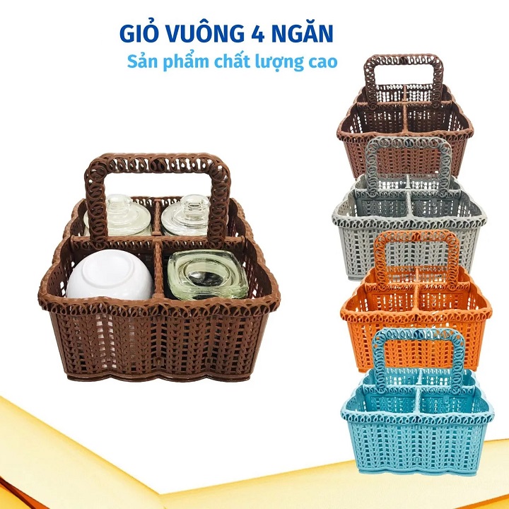 Giỏ đựng đồ 4 ngăn đa năng nhựa cao cấp