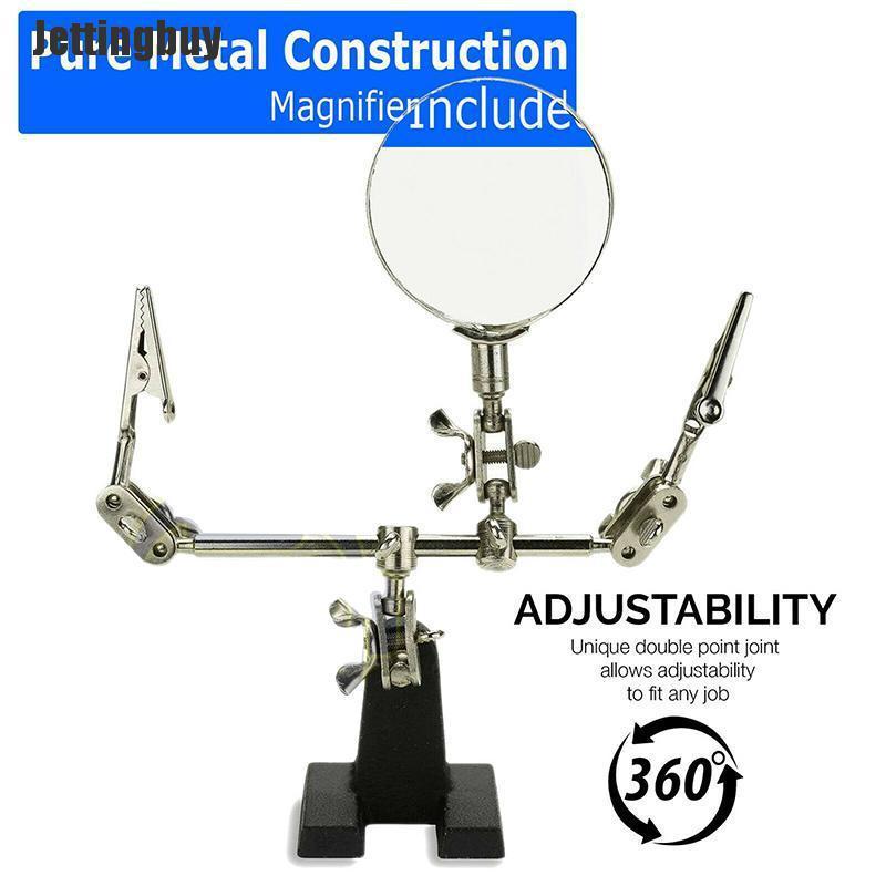 Jettingbuy Third Hand Soldering Solder Iron Stand Holder Magnifier Helping Tool Station