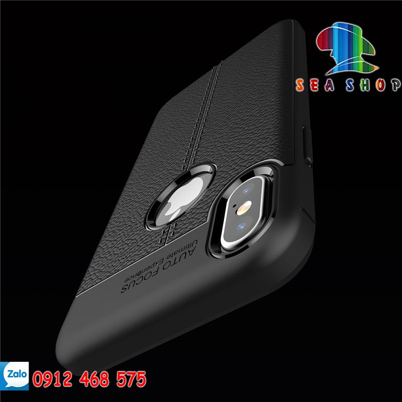 [TẶNG CƯỜNG LỰC] Ốp lưng iPhone X - Xs vân da Auto Focus CHÍNH HÃNG (đen)