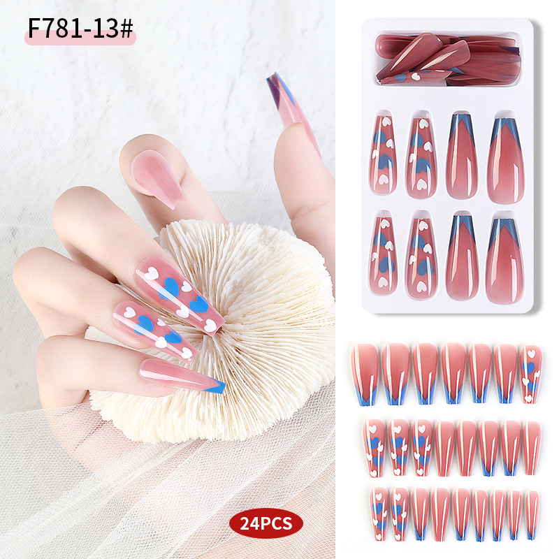 PINPAI With Sticker 24pcs / box Beautiful Press On Fake Nails Long Artificial False Nail Tips Kit Designed for Extension Nails Fake Tips