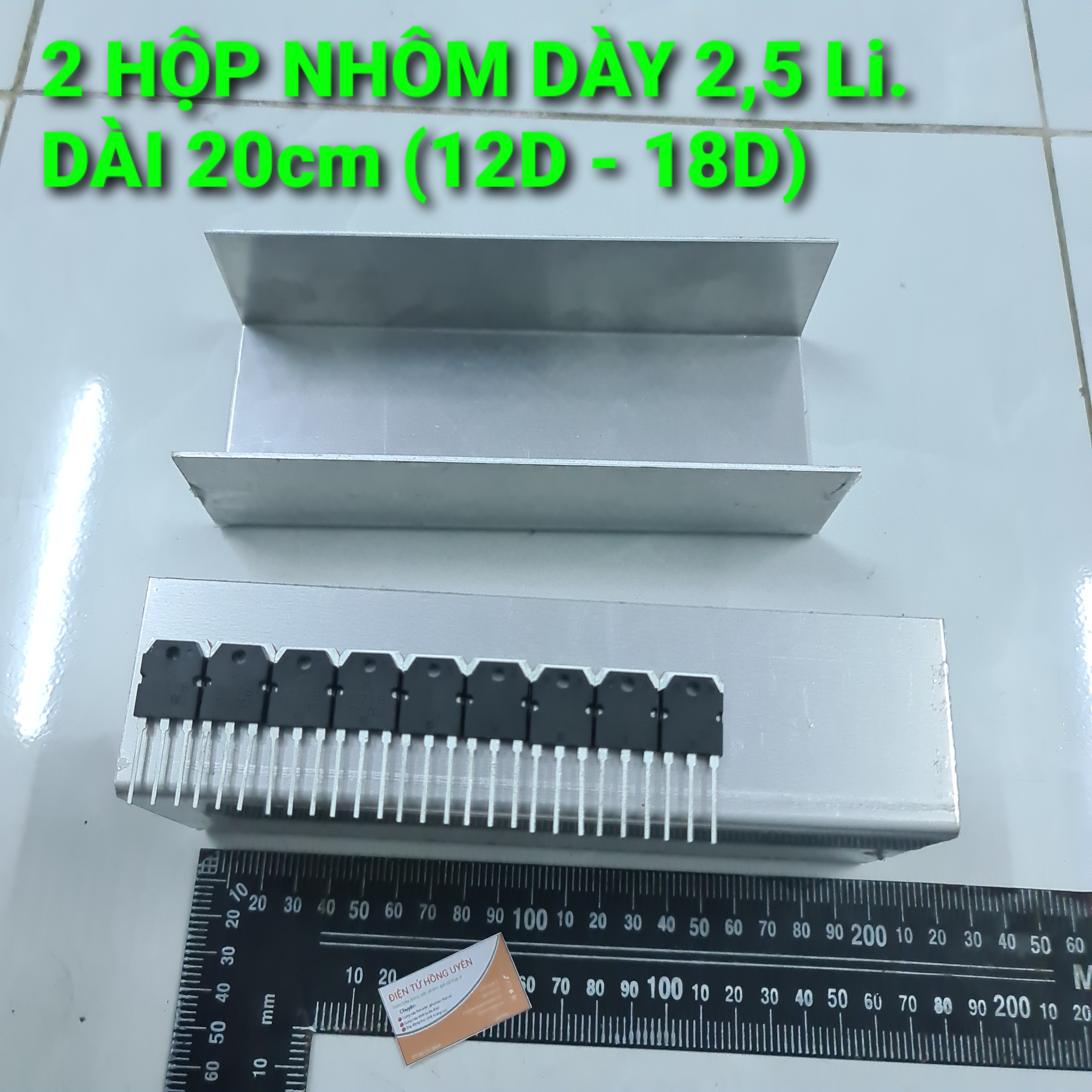 HỘP NHÔM LẮP RÁP MÁY 12D - 18D718 (2 hộp). NHÔM DÀY 2,5 Li, DÀI 20cm. Nhôm hộp hình chữ U làm máy kích cơ (Bộ sản phẩm gồm 2 Hộp nhôm chưa có D718)