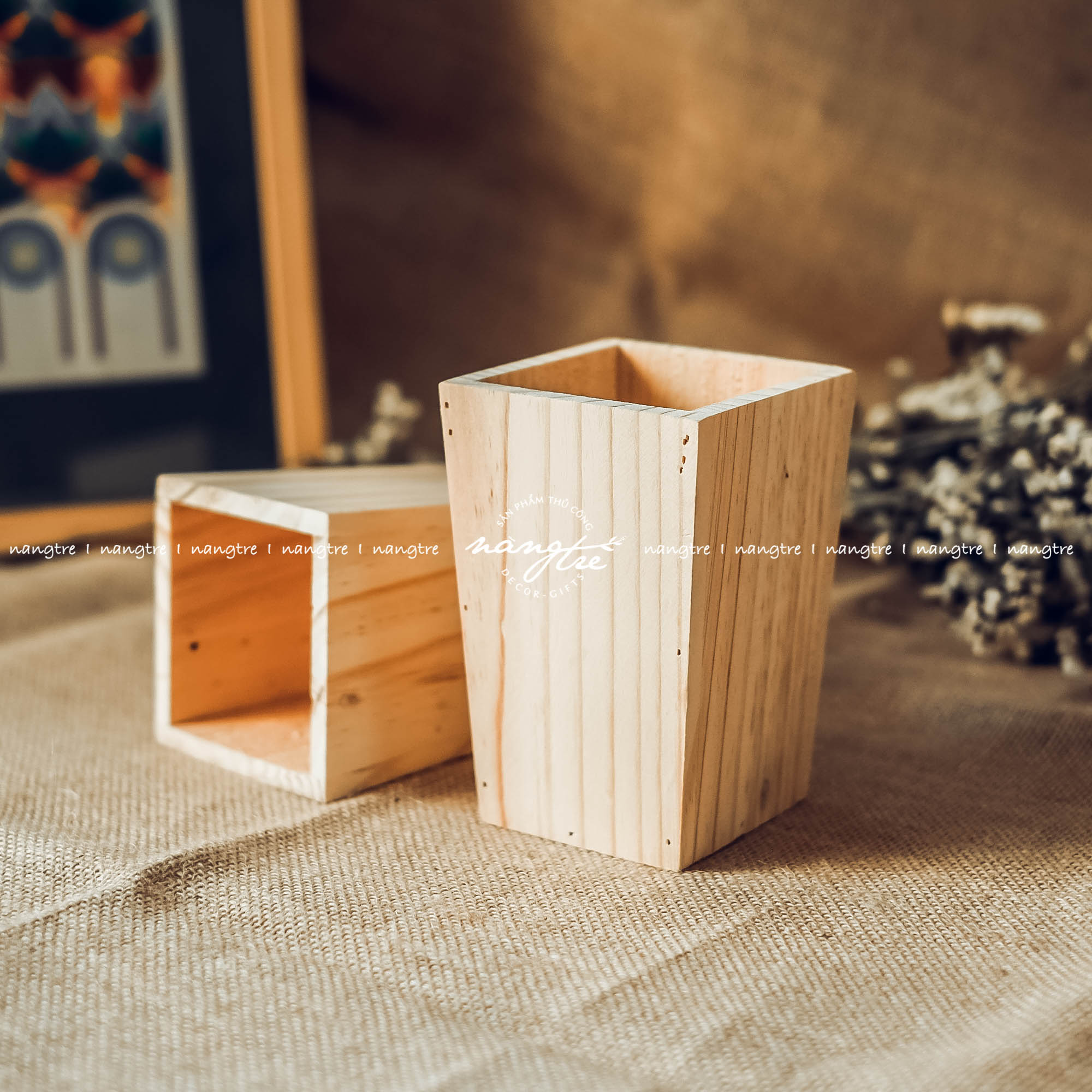 Lọ hoa gỗ - Bình gỗ cắm hoa