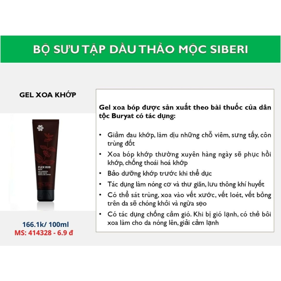 [ Gel khớp mới ] Kem chăm sóc da SIBERIAN WELLNESS Flex Rub BASIC – 100ml