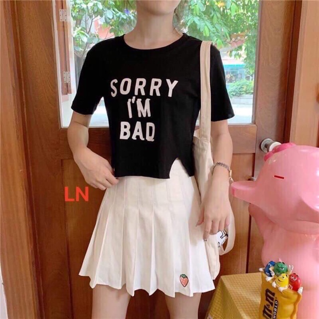 Áo croptop SORRY ngắn tay LNG0220