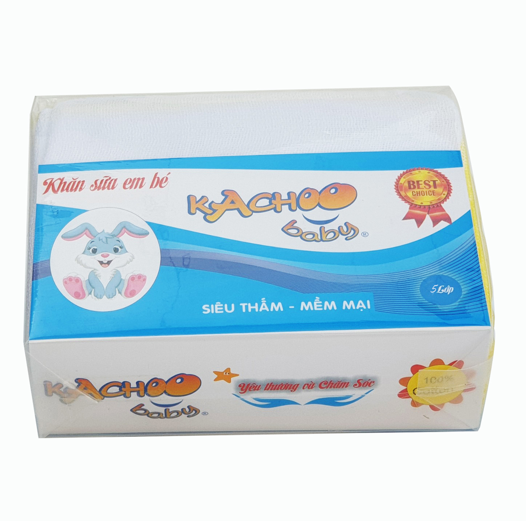 Bịch 10 khăn sữa 5 lớp 26x31cm cho bé hiệu KACHOOBABY