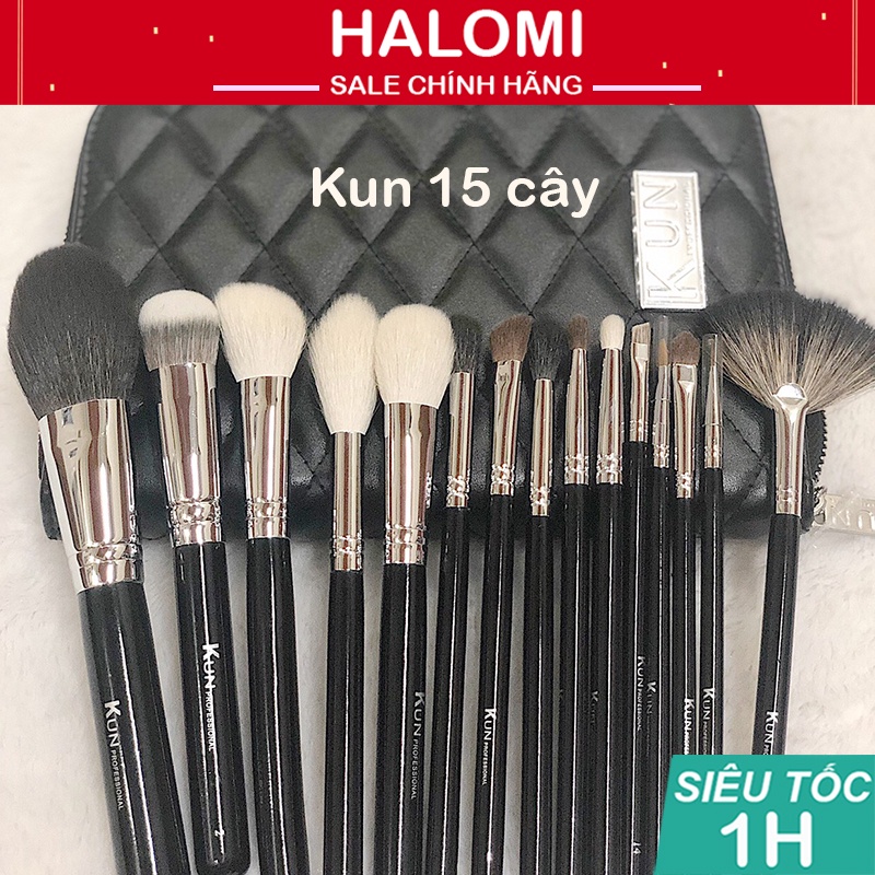 Bộ cọ trang điểm cá nhân Kun 15 cây lông thú cao cấp dùng cho makeup chuyên nghiệp
