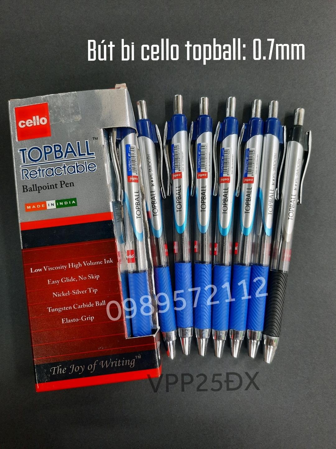 Hộp 12 cái Bút bi cello topball ngòi 0.7mm.