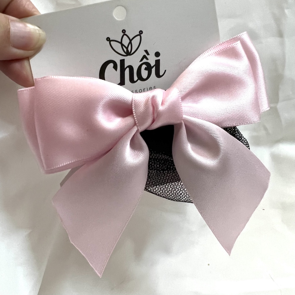 Cặp tóc tiếp viên nơ cài tóc có kèm chụp lưới búi tóc công sở thanh lịch - Y094