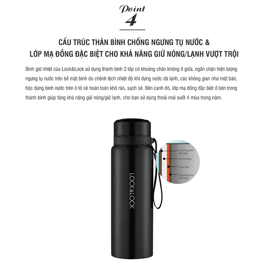 [HCM]Bình giữ nhiệt Lock&Lock Vacuum Bottle 800ml LHC6180FU
