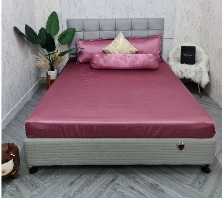Bộ 5 món 4 món Chăn ga phi lụa Thái Tuấn cao cấp loại 1 - Mã màu phi lụa Hồng Ruốc
