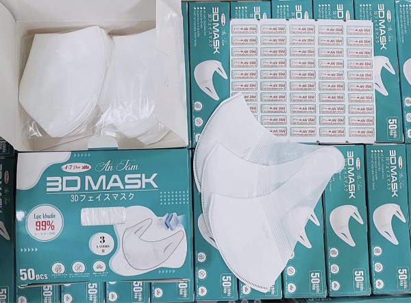 Chỉ 600đ/chiếc. Khẩu trang 3D Mask hộp 50 cái kháng khuẩn, có logo tem niêm phong, đạt tiêu chuẩn ISO và kiểm định Bộ Y Tế, Khẩu trang y tế 3D Mask