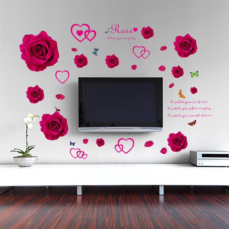 Decal dán tường hoa hồng đỏ rose