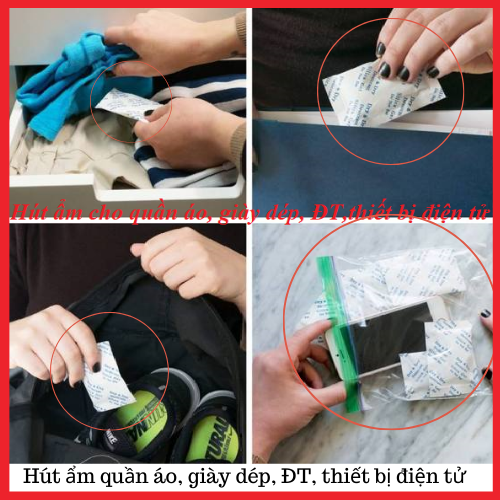 Gói hút ẩm thực phẩm cân 100g loại 1/2/3/5/10/50/100g Silicagel Gói chống ẩm mốc, khử mùi