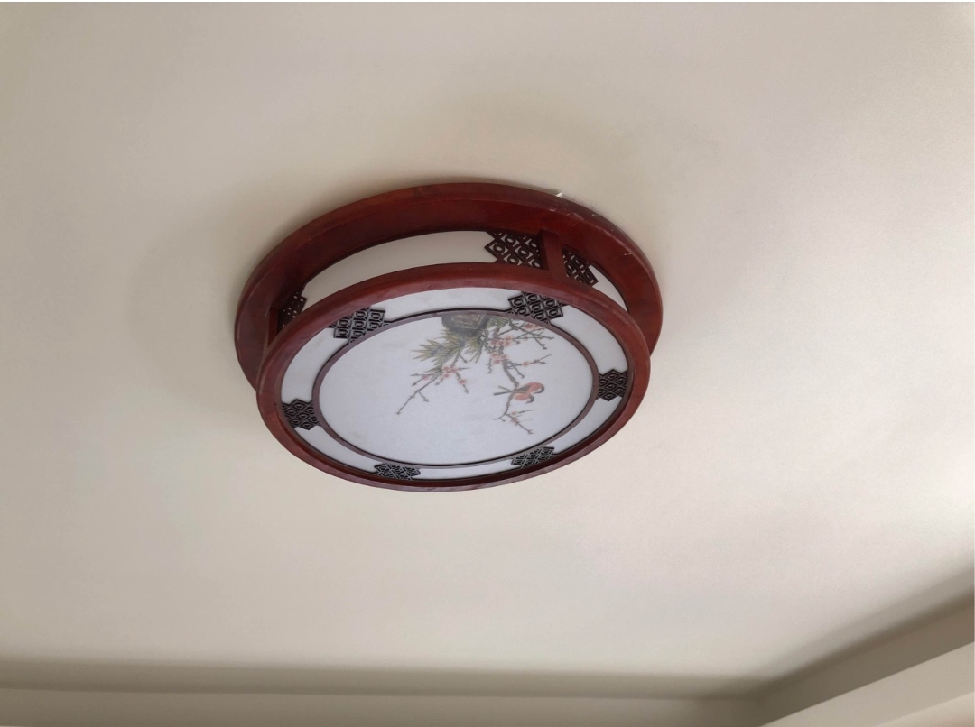 ĐÈN TRẦN ỐP GỖ 001- PHONG CÁCH TÂN CỔ ĐIỂN