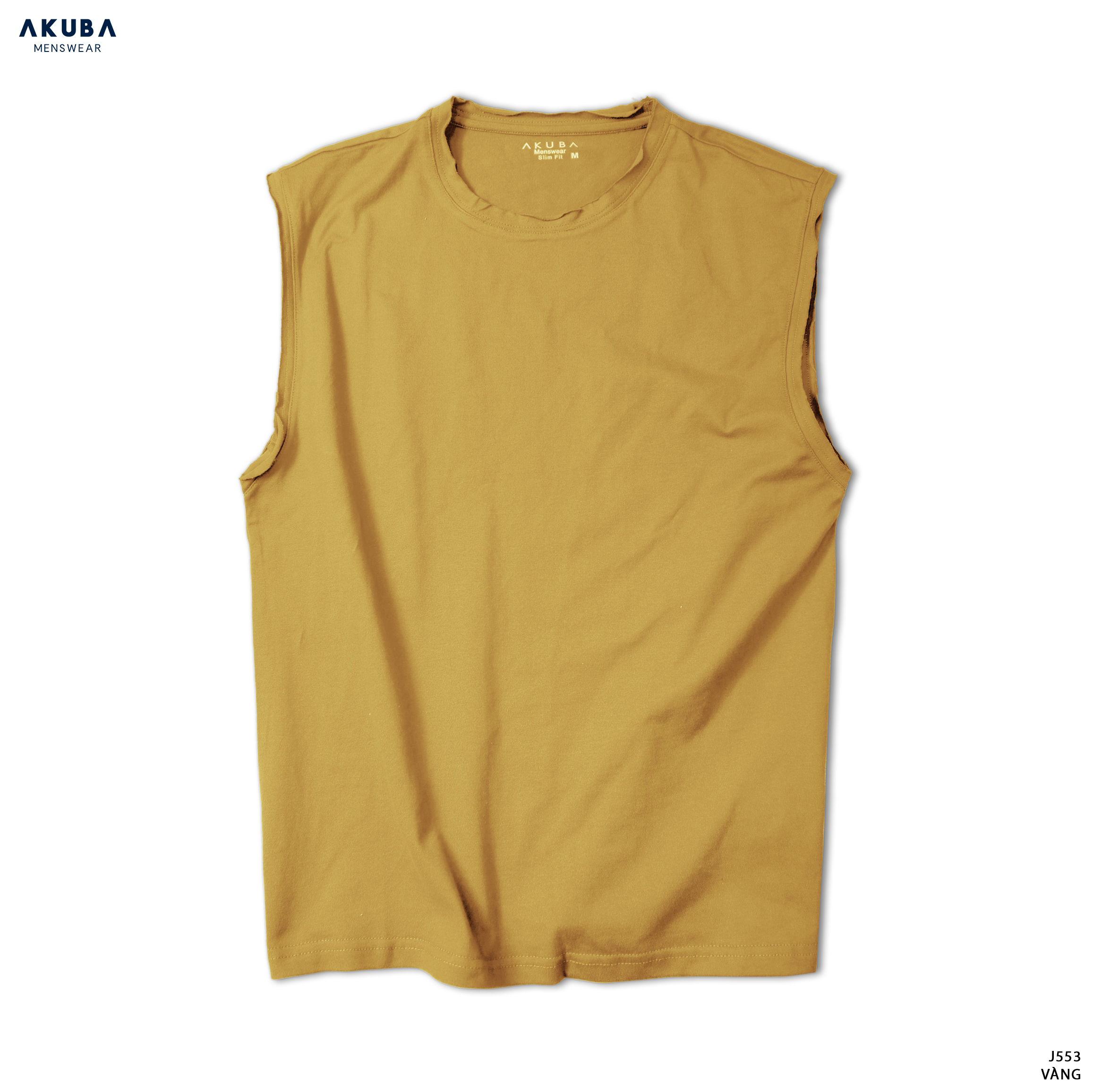 Áo tanktop nam, áo thun ba lỗ AKUBA cổ tròn form regular, chất liệu single cotton 100% sợi tự nhiên thoáng mát 01J553