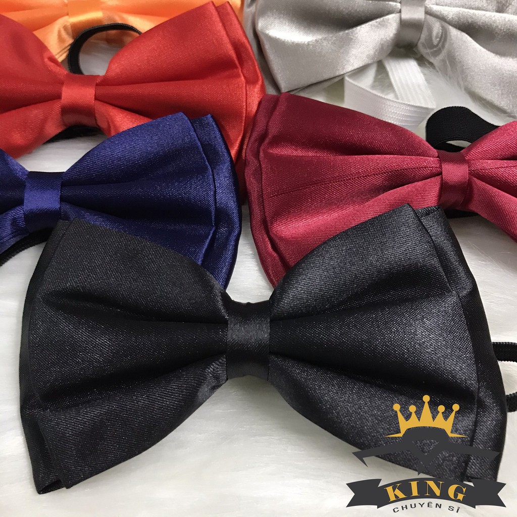 Nơ đeo cổ nam KING vải silk lụa phi bóng cao cấp giả rẻ [X04]