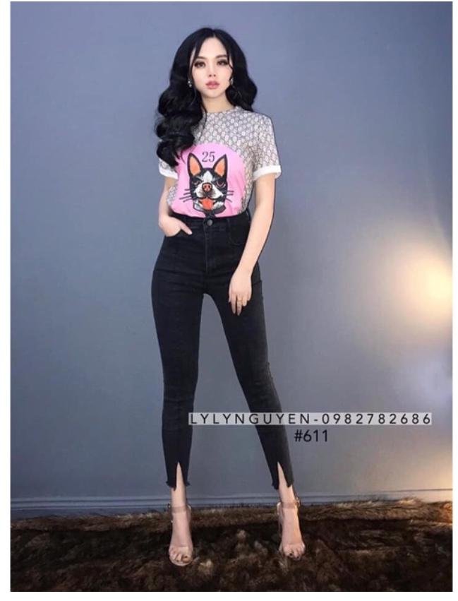quần jean nữ xẻ giữa lưng cao xịn 1262