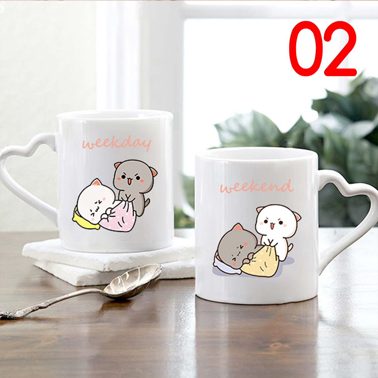 Ly Sứ Cặp Đôi Mèo Dễ Thương