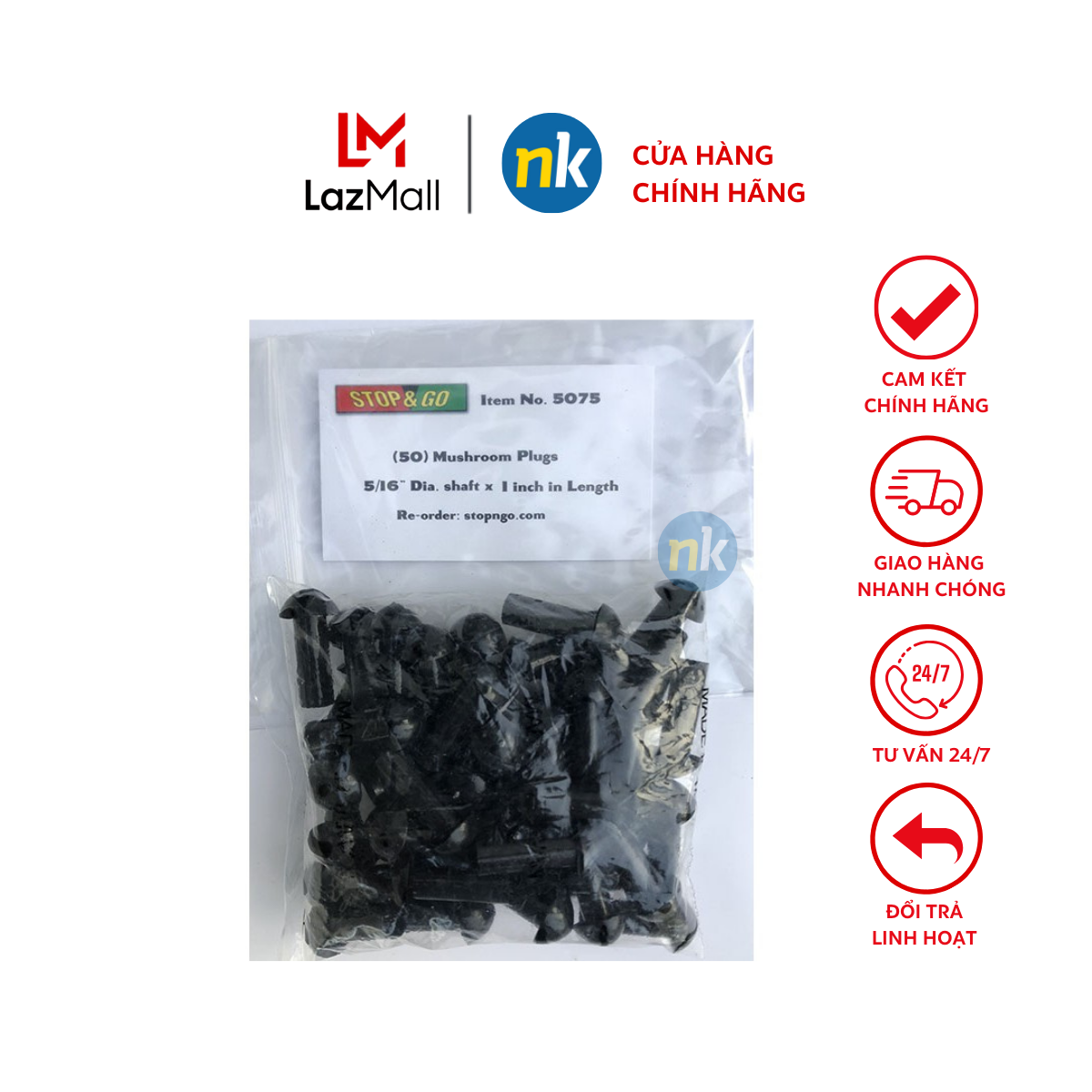 STOP&GO - Bộ 25 nấm cao su vá vỏ Stop&Go vá các loại vỏ không ruột cho xe ô tô, moto, xe máy
