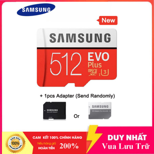 [Flash Sales] Thẻ nhớ MicroSDXC Samsung Evo Plus 512GB U3 4K R100MB/s W90MB/s - box Anh New 2020 (Đỏ) + Kèm Adapter