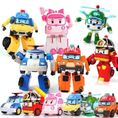 Đồ chơi Poli, Robocar Poli, hộp 6 con biệt đội Robocar poli có khả năng biến hình thành ô tô và robot