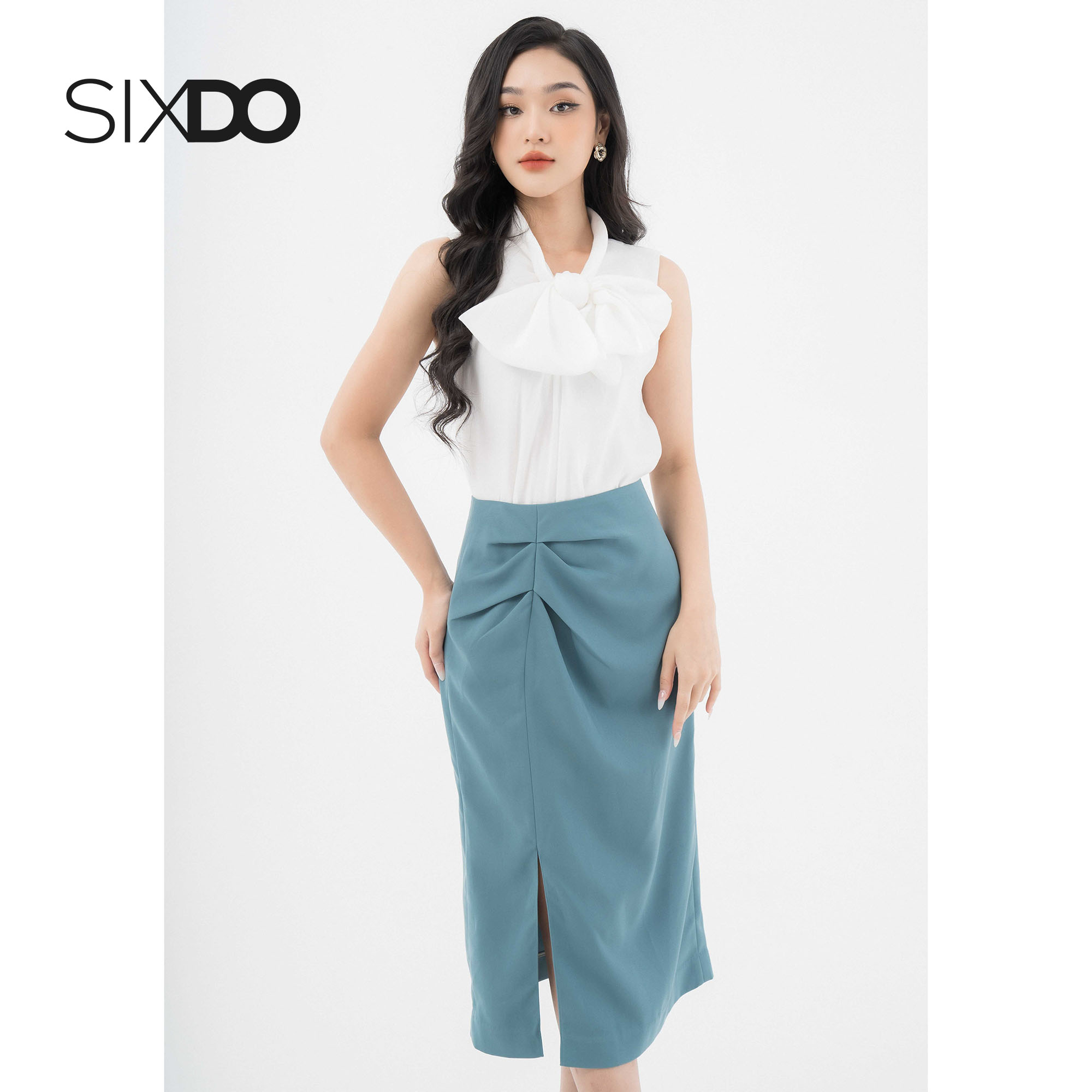 Chân váy nhúm eo xẻ tà SIXDO