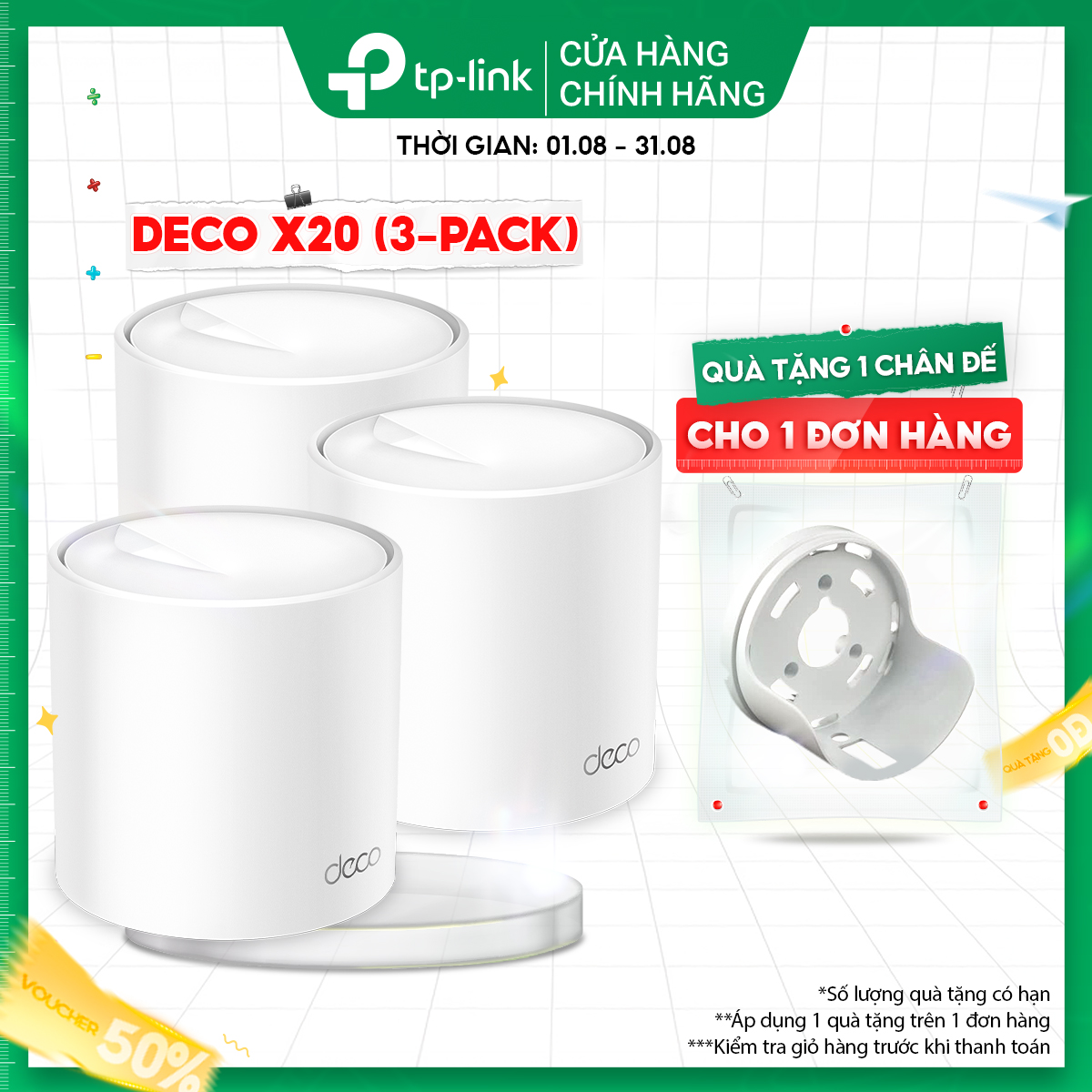 [Trả góp 0%]Bộ Phát Wifi Mesh TP-Link Deco X20 Wifi 6 AX1800